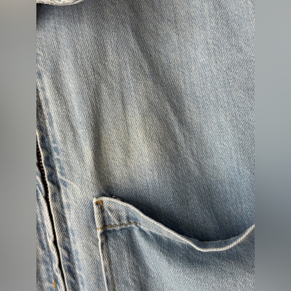 Zara Denim Jumpsuit wide straight leg jeans Zipper Light wash utility 1889/159 - Picture 10 of 11